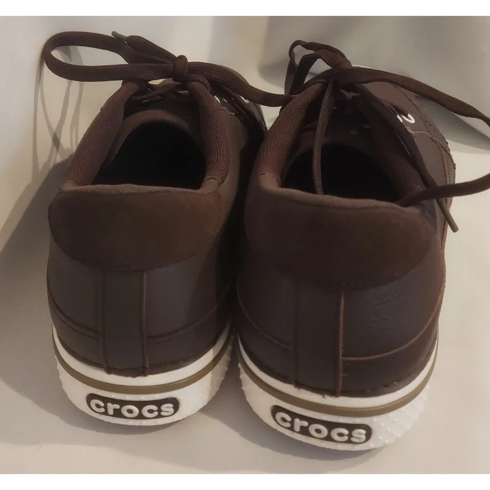 Crocs Golf Hank Haney Mens Brown Leather Bradyn Spikeless Golf Shoes Size 12 EUC